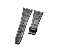 NFJNFCF Schwarz, blau, braun, zartes, ausgewähltes, tolles Rindsleder-Uhrenarmband, kompatibel mit Audemars Piguet Royal Oak Double Concave Interface-Armband 26 mm(Black White-No)