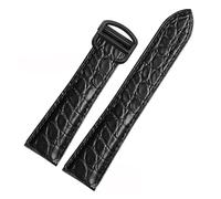 NFJNFCF Schwarz Braun Blau Uhrenarmband Kompatibel Mit Cartier Krokodil Armband Echtes Leder Solo Key London Calibo herren Armband 20 22 23 24 25(Black black,25mm)
