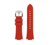 NFJNFCF Silikon-Uhrenarmband, kompatibel mit Oris Aquis 7330 7740 Serie, 22 x 11 mm, 24 x 11 mm, 24 x 12 mm, Gummi-Uhrenarmband mit konvexem Ende(Red silver A,24X12mm Convex)