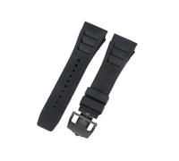 NFJNFCF Silikon-Uhrenarmband, kompatibel mit Richard Mille Male, erhöhtem, wasserdichtem, schweißfestem Mund, Gummi-Uhrenarmband-Zubehör, 25-mm-Armband(Black-Black-Z6)