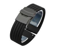 NFJNFCF Staubfreies Silikon-Uhrenarmband, kompatibel mit Seiko No(Black-Black-Safe,22mm)