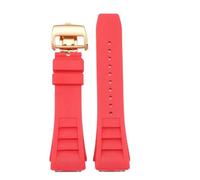 NFJNFCF Uhrenarmbänder kompatibel mit Richard Mille RM011 Convex Interface Ersetzen Sie das Original-Uhrenarmband aus Gummi und Silikon mit Faltschließe, 25 mm x 20 mm(Red-rosegold)