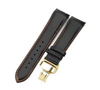 NFJNFCF Uhrenarmband aus echtem Rindsleder, kompatibel mit Tissot 1853 Couturier T035 T035428 T035439 T035614 627 Arc Interface Herrenarmband 22 23 24 mm(Black orange-Gold-B1,23MM)