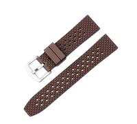 NFJNFCF Uhrenarmband aus Fluorkautschuk, 18 mm, 20 mm, 22 mm, 24 mm, Schnellverschluss, individuelles Sport-Taucharmband, kompatibel mit jeder Uhr(Brown-Silver Buckle,20mm)