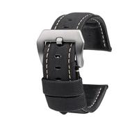 NFJNFCF Uhrenarmband aus Leder mit Nylonstruktur, kompatibel mit Panerai PAM01661|441 Marina Uhrenarmband, Schwarz/Blau, 22 mm, 24 mm, 26 mm, Gürtelzubehör, Armbänder(Black white Silver,22mm)