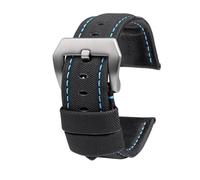 NFJNFCF Uhrenarmband aus Leder mit Nylonstruktur, kompatibel mit Panerai PAM01661|441 Marina Uhrenarmband, Schwarz/Blau, 22 mm, 24 mm, 26 mm, Gürtelzubehör, Armbänder(Black blue Silver,26mm)