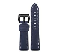 NFJNFCF Uhrenarmband aus Leder mit Nylonstruktur, kompatibel mit Panerai PAM01661|441 Marina Uhrenarmband, Schwarz/Blau, 22 mm, 24 mm, 26 mm, Gürtelzubehör, Armbänder(Blue white bk,24mm)