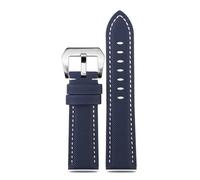 NFJNFCF Uhrenarmband aus Leder mit Nylonstruktur, kompatibel mit Panerai PAM01661|441 Marina Uhrenarmband, Schwarz/Blau, 22 mm, 24 mm, 26 mm, Gürtelzubehör, Armbänder(Blue white sk,26mm)