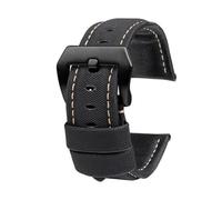 NFJNFCF Uhrenarmband aus Leder mit Nylonstruktur, kompatibel mit Panerai PAM01661|441 Marina Uhrenarmband, Schwarz/Blau, 22 mm, 24 mm, 26 mm, Gürtelzubehör, Armbänder(Black white black,22mm)