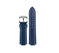 NFJNFCF Uhrenarmband aus Rindsleder, kompatibel mit Casio Edifice EFB-680D-2A ECB-10D, Lederarmband for Herren, konvexes Schnittstellenarmband, 14 mm(Blue silver A)