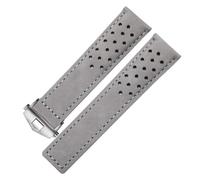 NFJNFCF Uhrenarmband kompatibel mit TAG Heuer Herren-Faltschließe aus mattiertem Leder mit Luftloch, 20 mm, 22 mm, 24 mm, Grau, Schwarz, Braun, Echtleder(Gray-silver,20mm)