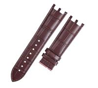 NFJNFCF Uhrenarmband mit doppelter Kerbe, 24 mm, kompatibel mit VERSACE V-RACECHRONO, echtes Leder, wasserdichtes Uhrenarmband for Herren, Zubehör(Brown no buckle)