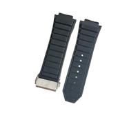 NFJNFCF Uhrenzubehör Herren-Kautschukarmband, kompatibel mit Sportarmband der Serie 19 mm x 27 mm Damen-Silikonkautschukarmband, Faltschließe 24 mm(Black-silver)
