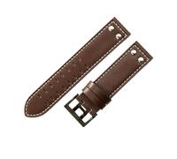 NFJNFCF Uhrenzubehör kompatibel mit Hamilton H760250 Khaki Aviation 20 22 mm echtes Rindsleder, wasserdichtes, atmungsaktives Armband mit guter Textur(Coffee white-Black,22mm)