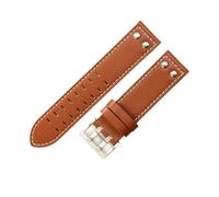 NFJNFCF Uhrenzubehör kompatibel mit Hamilton H760250 Khaki Aviation 20 22 mm echtes Rindsleder, wasserdichtes, atmungsaktives Armband mit guter Textur(Brown white-Steel,20mm)