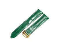 NFJNFCF Unisex Dual Tail Tech, kompatibel mit Cartier MUST-Armband, echtes Leder, schwarz, braun, flache Schnittstelle, Faltschließe, wasserdichtes Armband(Green-Golden-Z4,22mm)