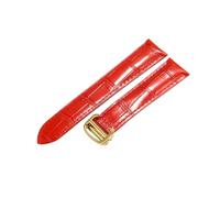 NFJNFCF Unisex Dual Tail Tech, kompatibel mit Cartier MUST-Armband, echtes Leder, schwarz, braun, flache Schnittstelle, Faltschließe, wasserdichtes Armband(Red-Golden-Z4,20mm)