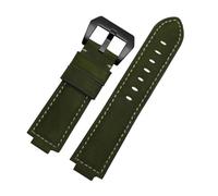 NFJNFCF Vintage-Armband aus mattiertem Rindsleder, kompatibel mit Timex-Armband T2N721, T2N720, TW2T76300, TW2T76500, erhöhtes Gummiarmband, Gezeitengürtel, 24 x 16 mm(P02 green-black)