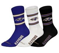 NFL Socken 3er Pack – Crew-Socken, NFL-Teams, Logo, Baumwollmischung – Baltimore Ravens 43-46