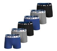 NFL Herren Boxershorts, 6er Pack - NFL Shield 6Pack Boxers, Baumwoll-Stretch, Logobund Blau/Grau/Schwarz 2XL