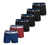 NFL Herren Boxershorts - 6er Pack | Offizielles Shield Design | Bequemer Baumwoll-Stretch | Sportlicher Logobund | Atmungsaktive Unterwäsche für Männer Schwarz/RotMix M