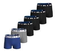 NFL Herren Boxershorts - 6er Pack | Offizielles Shield Design | Bequemer Baumwoll-Stretch | Sportlicher Logobund | Atmungsaktive Unterwäsche für Männer Schwarz/BlauMix M