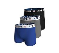 NFL Herren Boxershorts, 3er Pack - NFL Shield 3Pack Boxers, Baumwoll-Stretch, Logobund Blau/Grau/Schwarz L