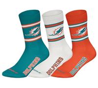 NFL Unisex Miami Dolphins 3pk Crew Socks, Teal-White-Oranje, 43-46 (3er Pack)