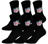NFL Socken SHIELD – 6er Pack Crew Socks mit Logo, Baumwollmischung, Schwarz, Gr. 39-42