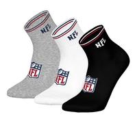 NFL Unisex Quarter-Socken, 3er Pack - NFL Shield 3Pack Quarter Socks, Logo, Streifen, Baumwollmischung 39-42 Weiß