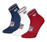 NFL Unisex Quarter-Socken, 3er Pack - NFL Shield 3Pack Quarter Socks, Logo, Streifen, Baumwollmischung 39-42 Blau