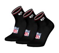 NFL Unisex Quarter-Socken, 3er Pack - NFL Shield 3Pack Quarter Socks, Logo, Streifen, Baumwollmischung Schwarz 39-42