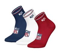 NFL Unisex Quarter-Socken, Multipack - NFL Shield Quarter Socks, Logo, Streifen, Baumwollmischung Dunkelblau/Weiß/Rot 39-42 6er Pack (2x3P)