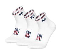 NFL Unisex Quarter-Socken, 3er Pack - NFL Shield 3Pack Quarter Socks, Logo, Streifen, Baumwollmischung Weiß 43-46