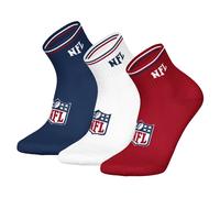 NFL Unisex Quarter-Socken, Multipack - NFL Shield Quarter Socks, Logo, Streifen, Baumwollmischung Dunkelblau/Weiß/Rot 39-42 6er Pack (2x3P)