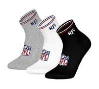 NFL Unisex Quarter-Socken, Multipack - NFL Shield Quarter Socks, Logo, Streifen, Baumwollmischung Weiß/Grau/Schwarz 39-42 6er Pack (2x3P)