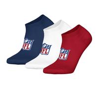 NFL Unisex Sneaker-Socken, 3er Pack - NFL Shield 3Pack Sneaker Socks, Logo, Baumwollmischung Dunkelblau/Weiß/Rot 43-46