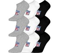 NFL Unisex Sneaker-Socken, 9er Pack - NFL Shield 9Pack Sneaker Socks, Logo, Baumwollmischung Weiß/Grau/Schwarz 39-42