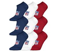 NFL Unisex Sneaker-Socken, 9er Pack - NFL Shield 9Pack Sneaker Socks, Logo, Baumwollmischung Dunkelblau/Weiß/Rot 39-42