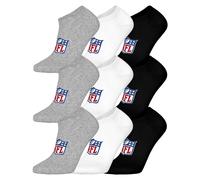 NFL Unisex Sneaker-Socken, 9er Pack - NFL Shield 9Pack Sneaker Socks, Logo, Baumwollmischung Weiß/Grau/Schwarz 43-46