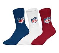 NFL Shield Unisex Crew Socken, Dunkelblau/Weiß/Rot, 39-42, 3er-Pack