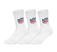 NFL Unisex Socken, 3er Pack Shield 3Pack Crew Socks, Logo, Baumwollmischung Weiß 39-42