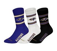 NFL Unisex Socken, 3er Pack - NFL Teams, 3Pack Crew Socks, Football, Logo, Baumwollmischung Baltimore Ravens 43-46
