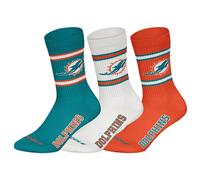 NFL Unisex Socken, 3er Pack - NFL Teams, 3Pack Crew Socks, Football, Logo, Baumwollmischung Miami Dolphins 43-46