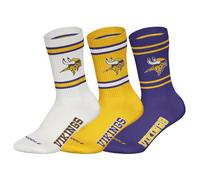 NFL Unisex Socken, 3er Pack - NFL Teams, 3Pack Crew Socks, Football, Logo, Baumwollmischung Minnesota Vikings 2 43-46