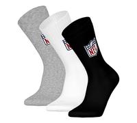 NFL Unisex Socken, 3er Pack Shield 3Pack Crew Socks, Logo, Baumwollmischung Weiß/Grau/Schwarz 39-42