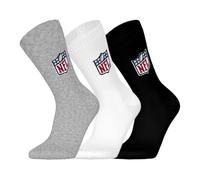 NFL Unisex Socken, 3er Pack Shield 3Pack Crew Socks, Logo, Baumwollmischung Weiß/Grau/Schwarz 43-46