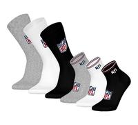 NFL Unisex Socken, 6er Pack - NFL Shield 3Pack Crew Socks, 3Pack Quarter Socks, Streifen, Logo, Baumwollmischung 39-42 Weiß/Grau/Schwarz
