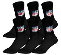 NFL Socken SHIELD – 6er Pack Crew Socks mit Logo, Baumwollmischung, Schwarz, Gr. 39-42