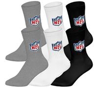 NFL Unisex Socken, 6er Pack - NFL Shield 6Pack Crew Socks, Logo, Polyester-Baumwollmischung Weiß/Grau/Schwarz 39-42